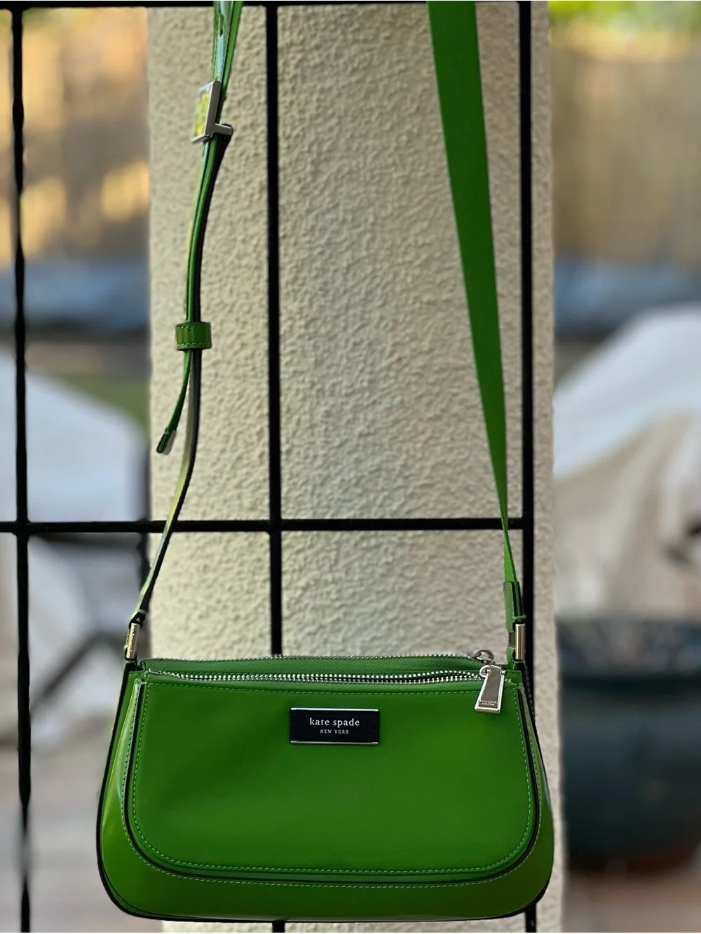 Kate Spade Green Leather and Nylon Crossbody Bag